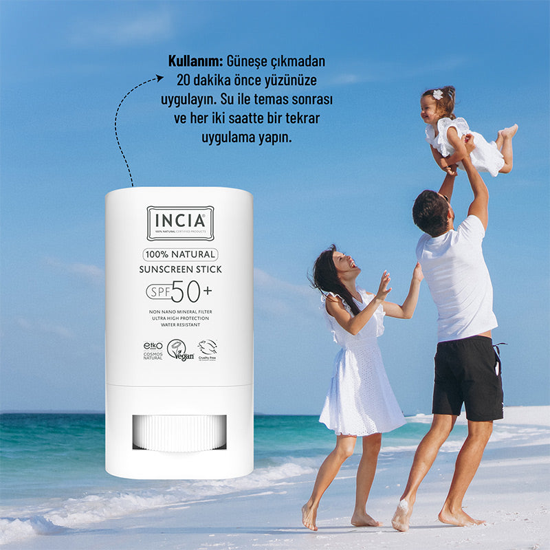 Incia Natural Sunscreen Stick SPF 50 Mineral Protection 15g