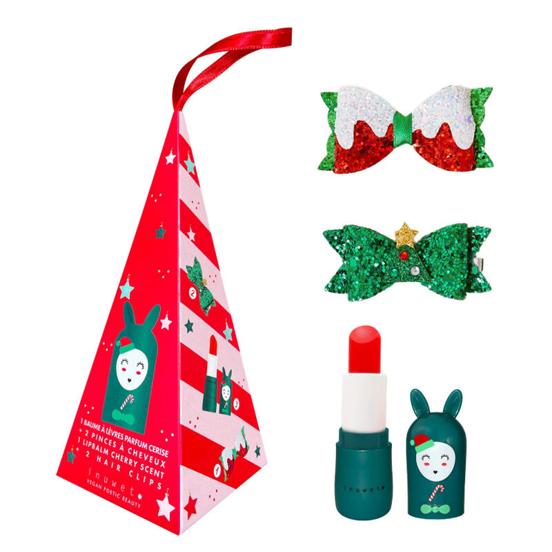 Inuwet Cherry Lip Balm and Hair Clip Holiday Gift Set