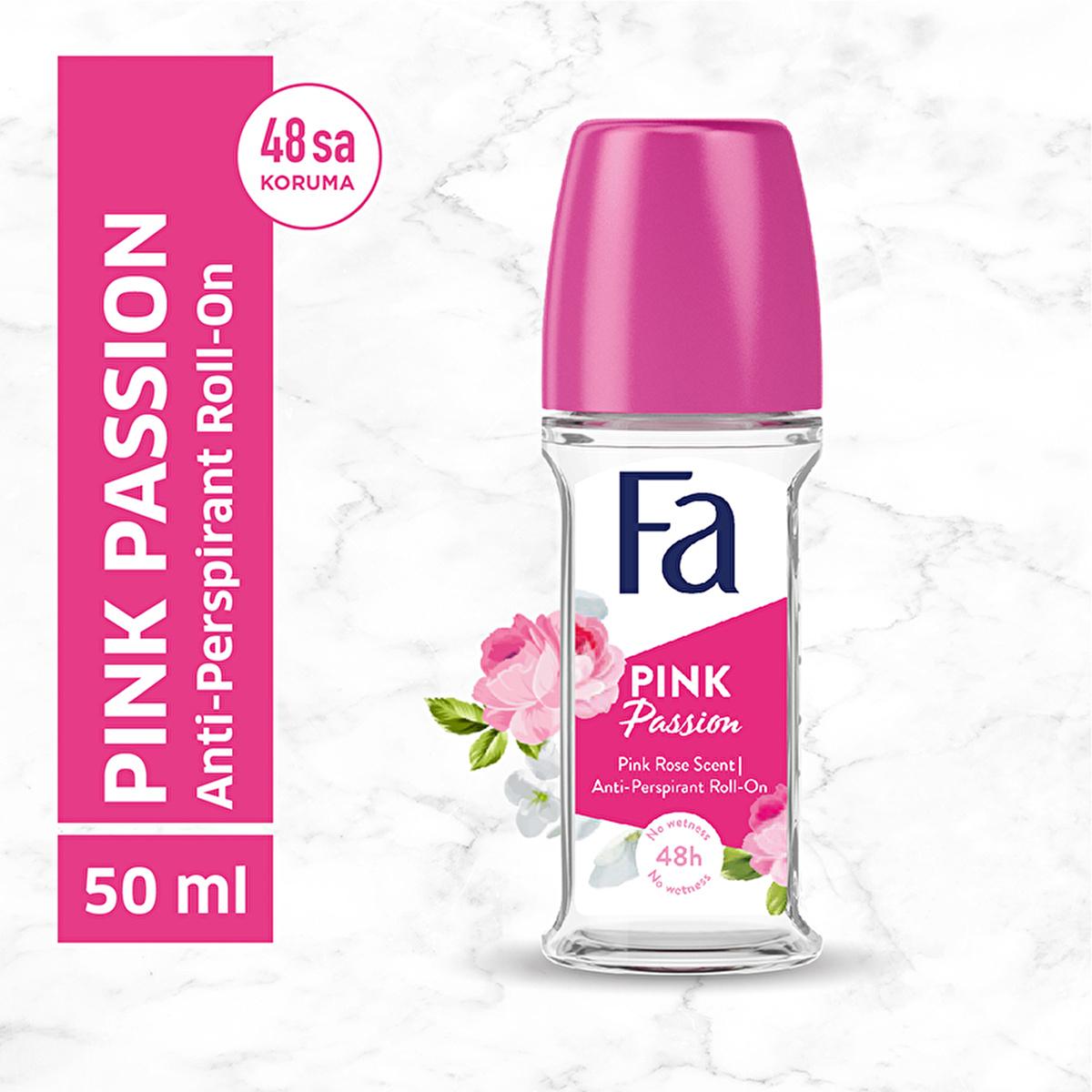 Fa Pink Passion Women's Deodorant Roll-On - Long Lasting Freshness, Anti White Stain, Floral Fragrance