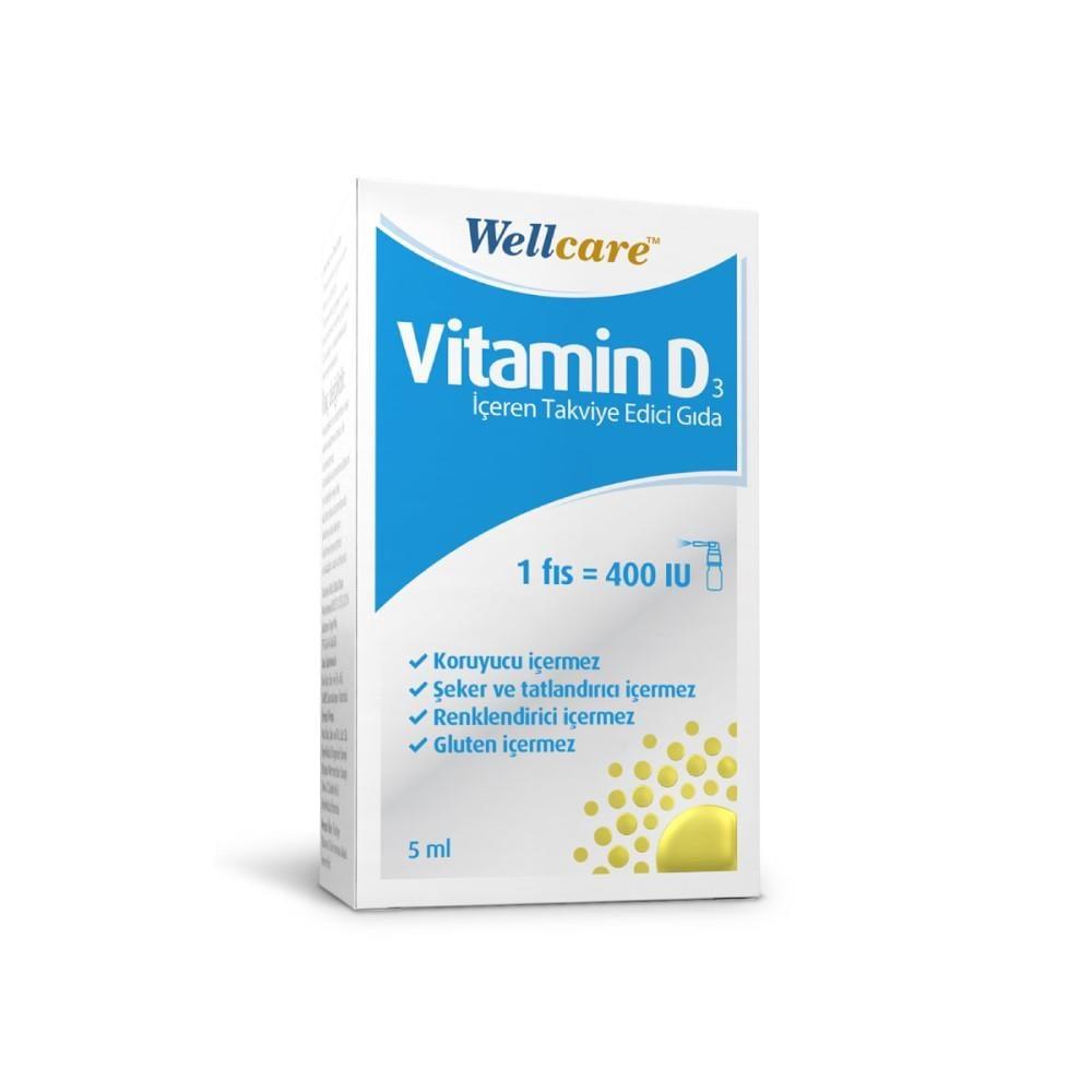 Wellcare Vitamin D3 400 IU Supplement Spray - Supports Bone Health & Immune Function, Easy-to-Use Spray Format