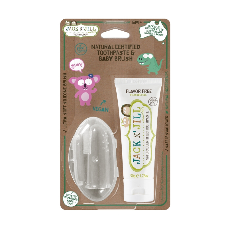 Jack N' Jill Silicone Finger Brush & Flavorless Toothpaste 50g