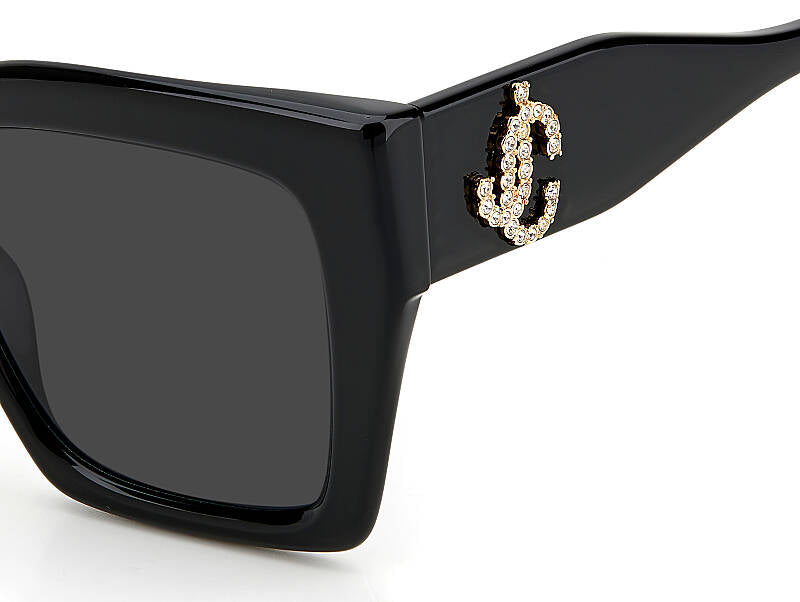 Jimmy Choo Eleni/G/S Square Black Women's Sunglasses 53mm