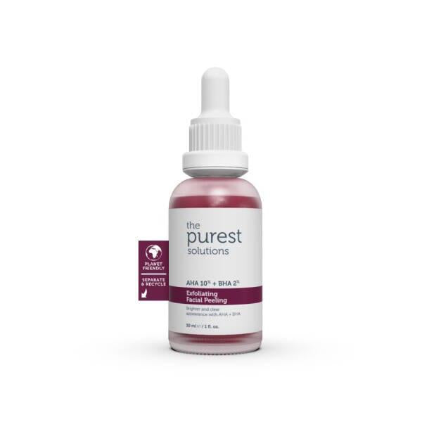 The Purest Solutions Facial Peeling Solution AHA BHA Exfoliant - 30ml, Glycolic Acid, Salicylic Acid, Hyaluronic Acid