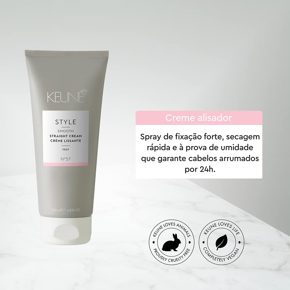 Keune Style Straight Cream, Heat-Activated & Anti-Frizz Cream for Smooth Hair, 6.8 Fl Oz