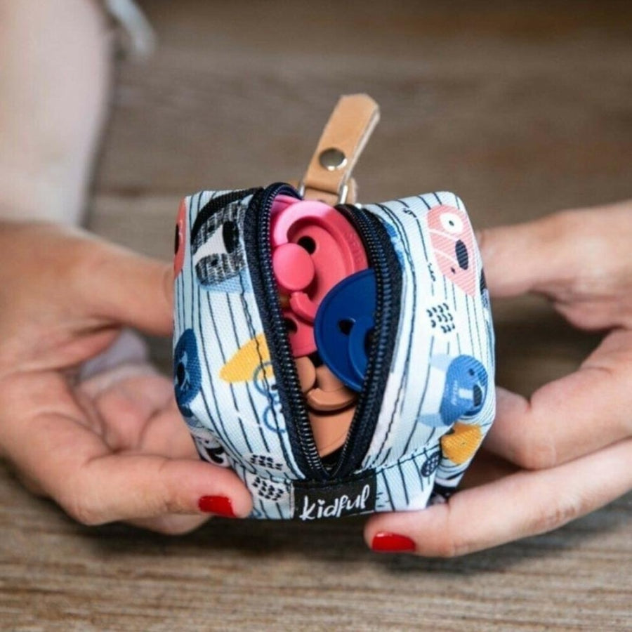Kidful Funny Faces Pacifier Case with Leather Details