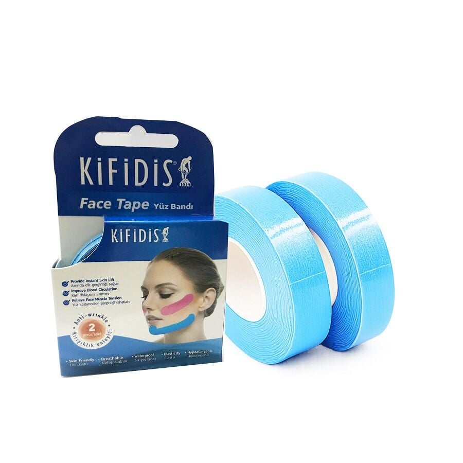 Kifidis Face Lifting Tape for Skin Firming 1cm x 5m Blue 2-Pack