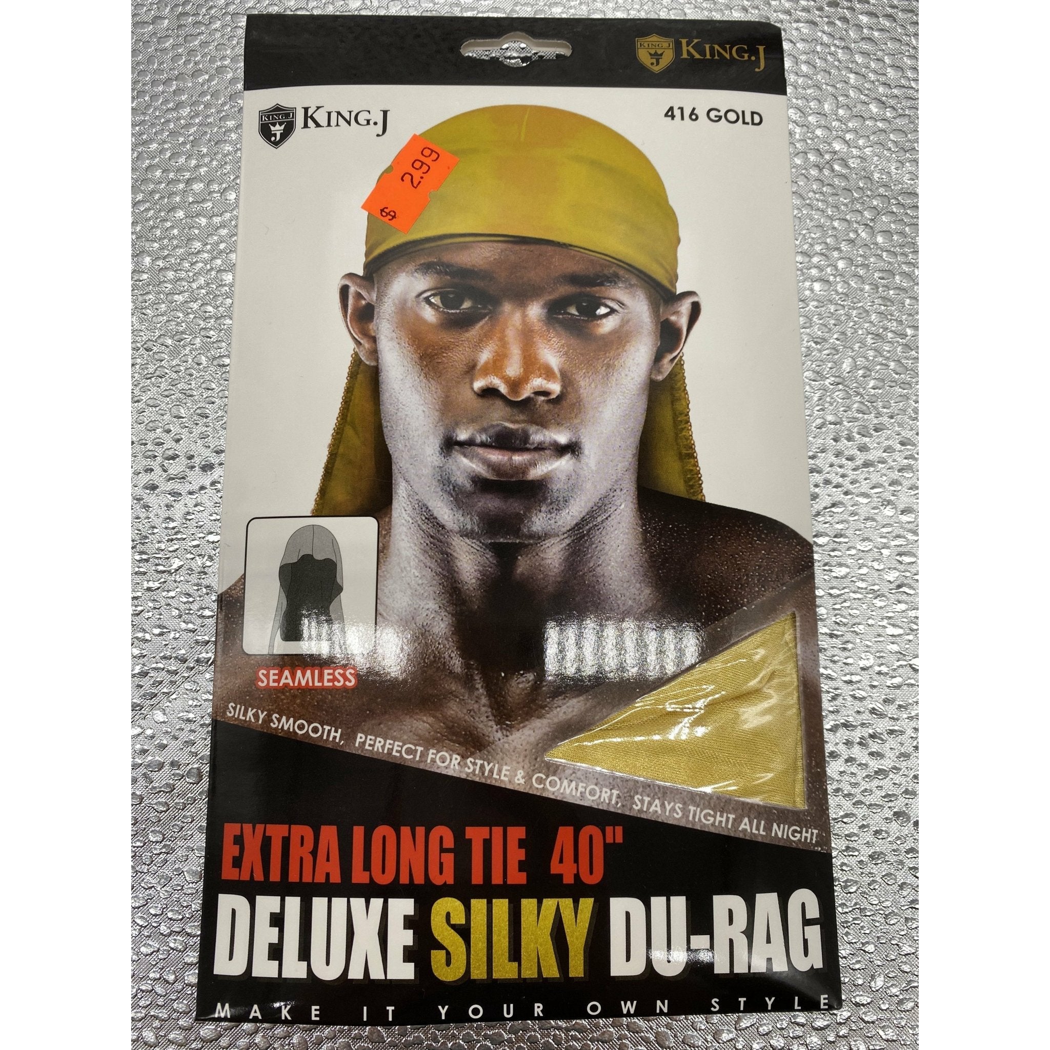 King J Extra Long Tie 40" Deluxe Silky Du-Rag