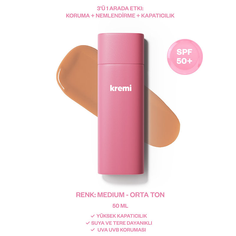 Kremi All In One BB Cream SPF 50 Medium Coverage 50 ml