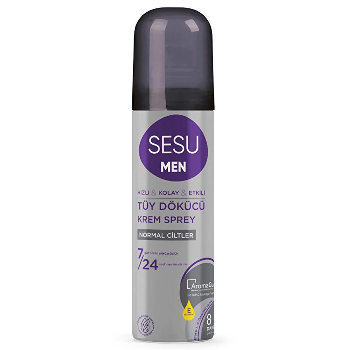 Sesu Men's Hair Removal Cream Spray - 8 Minute Quick Hair Removal, Moisturizing, Dermatologically Tested - 5.07 fl oz