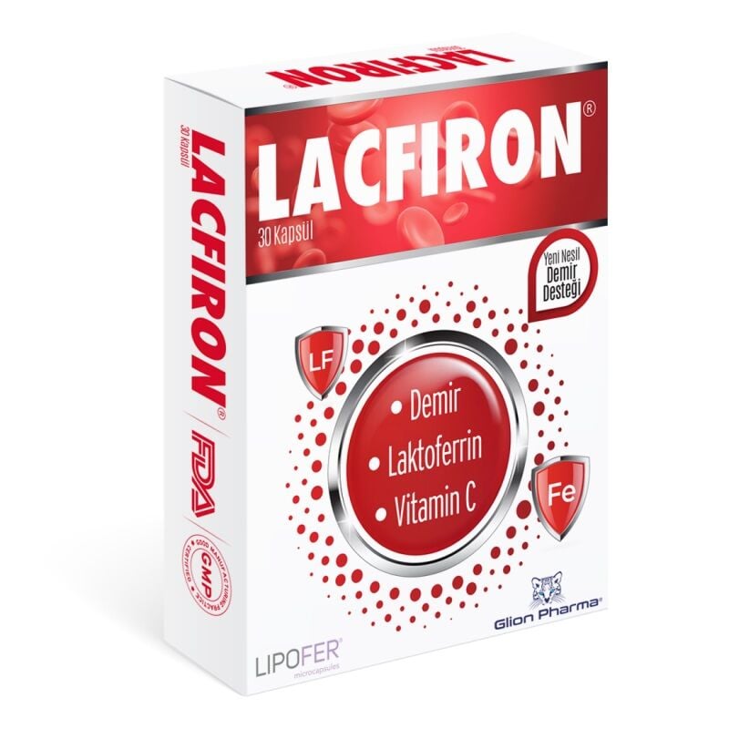 Glion Pharma Lacfiron Iron & Vitamin C Supplement 30 Capsules