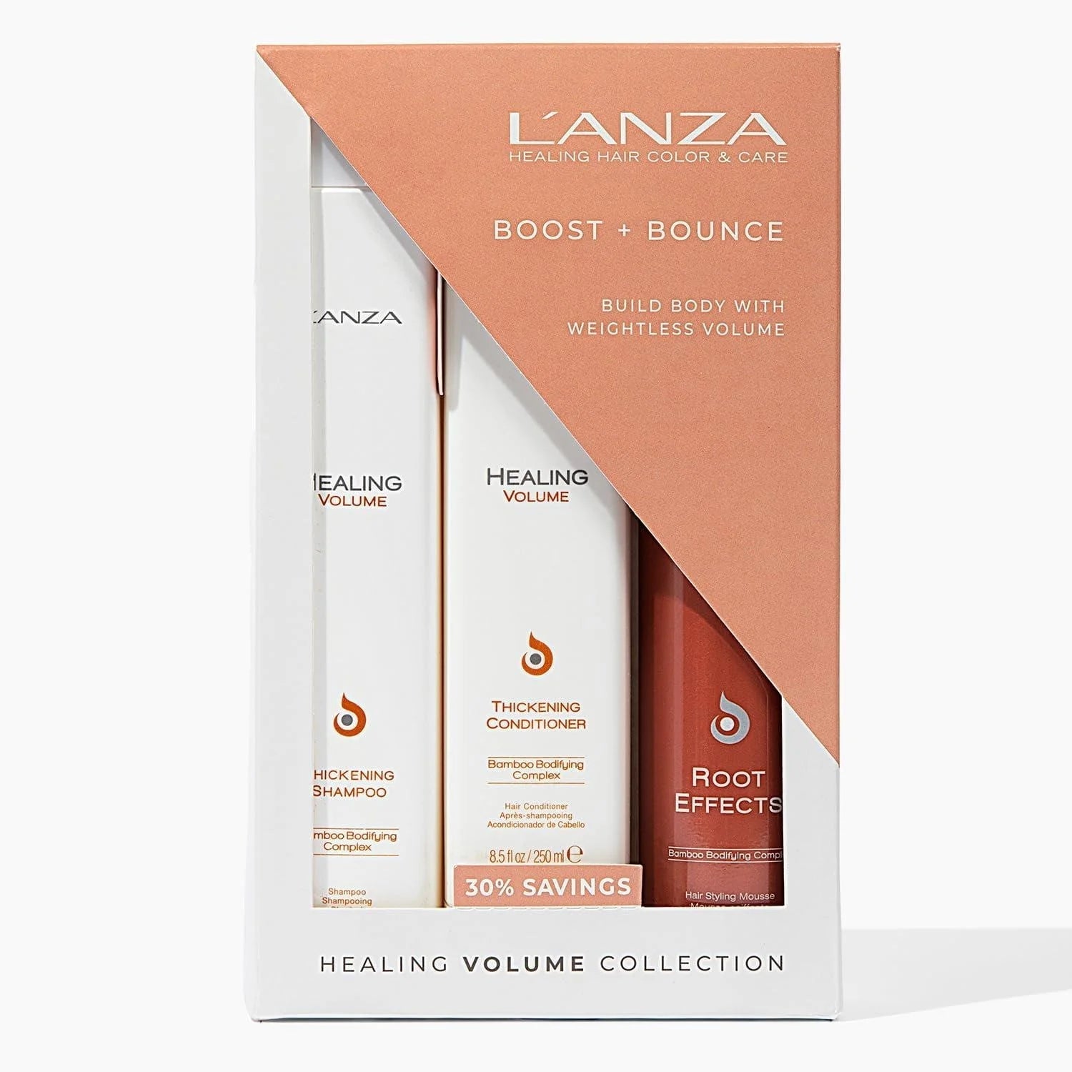L'ANZA Healing Volume Trio Hair Kit — Thickening Shampoo, Conditioner & Root Mousse