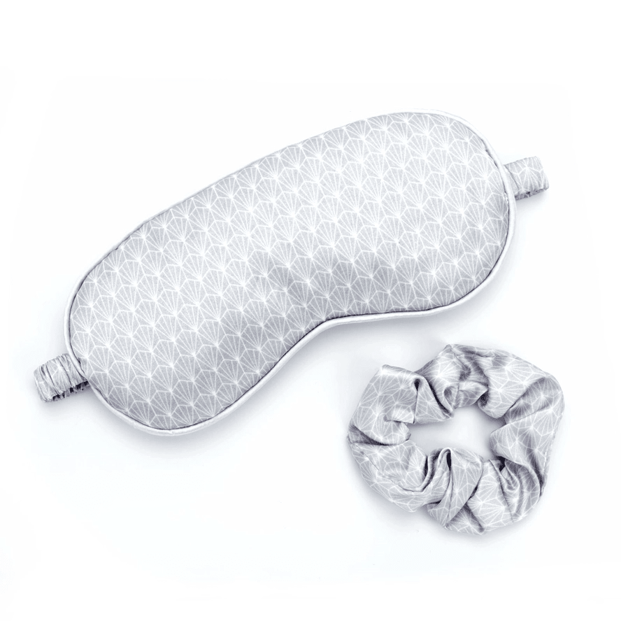 Lemon Lavender Five More Minutes Satin Sleep Eye Mask & Scrunchies Set - Lofted (Gray)