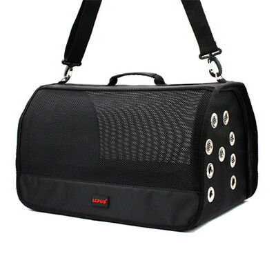 Lepus Mesh Pet Carrier Bag Breathable Travel Tote Black 28x45x28 cm
