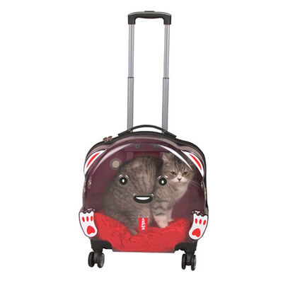 Lepus Transparent Rolling Pet Carrier for Cats and Dogs Pink