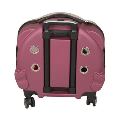 Lepus Transparent Rolling Pet Carrier for Cats and Dogs Pink