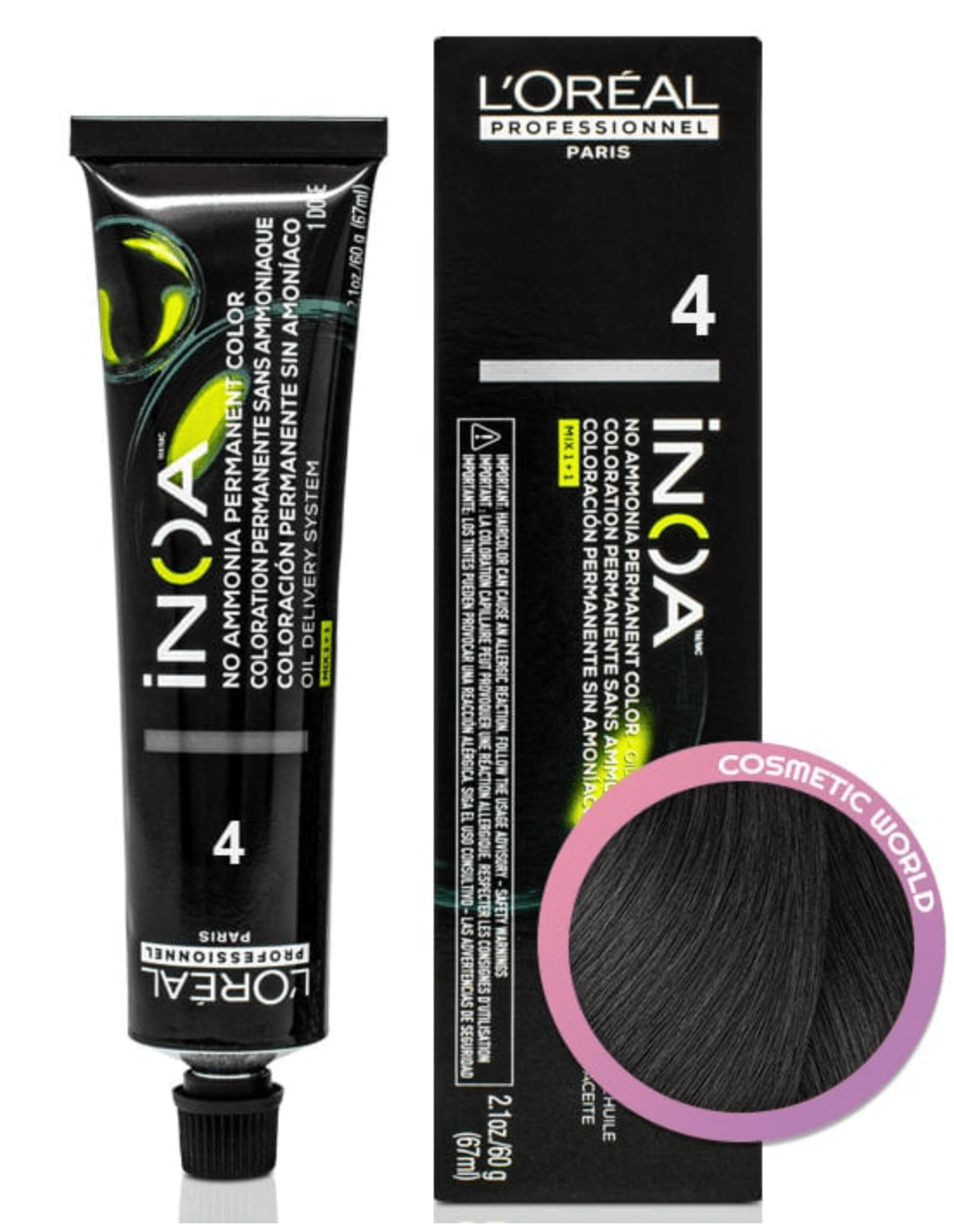 Loreal Professionnel Paris Inoa 4/4N Brown No Ammonia Permanent Hair Color 2.1 Ounce 60 Gram