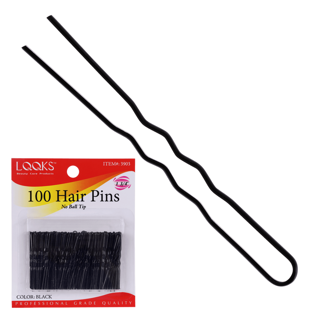 LQQKS 1 3/4" Hair Pin No Ball Tip 100ct Black