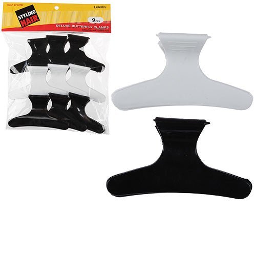 LQQKS Deluxe Butterfly Clamps BW 9 pc Hair Sectioning Clips
