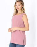 Ity Sleeveless Side Slit Top - Light Rose