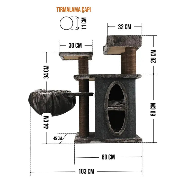 Lotus Pet Design Alanya Grey Cat Scratcher Post