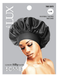 Lux by Qfitt Silk Hair Bonnet (L-XL) Onyx 7002
