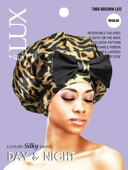 Lux by Qfitt Pattern Luxury Silky Satin Day & Night Cap