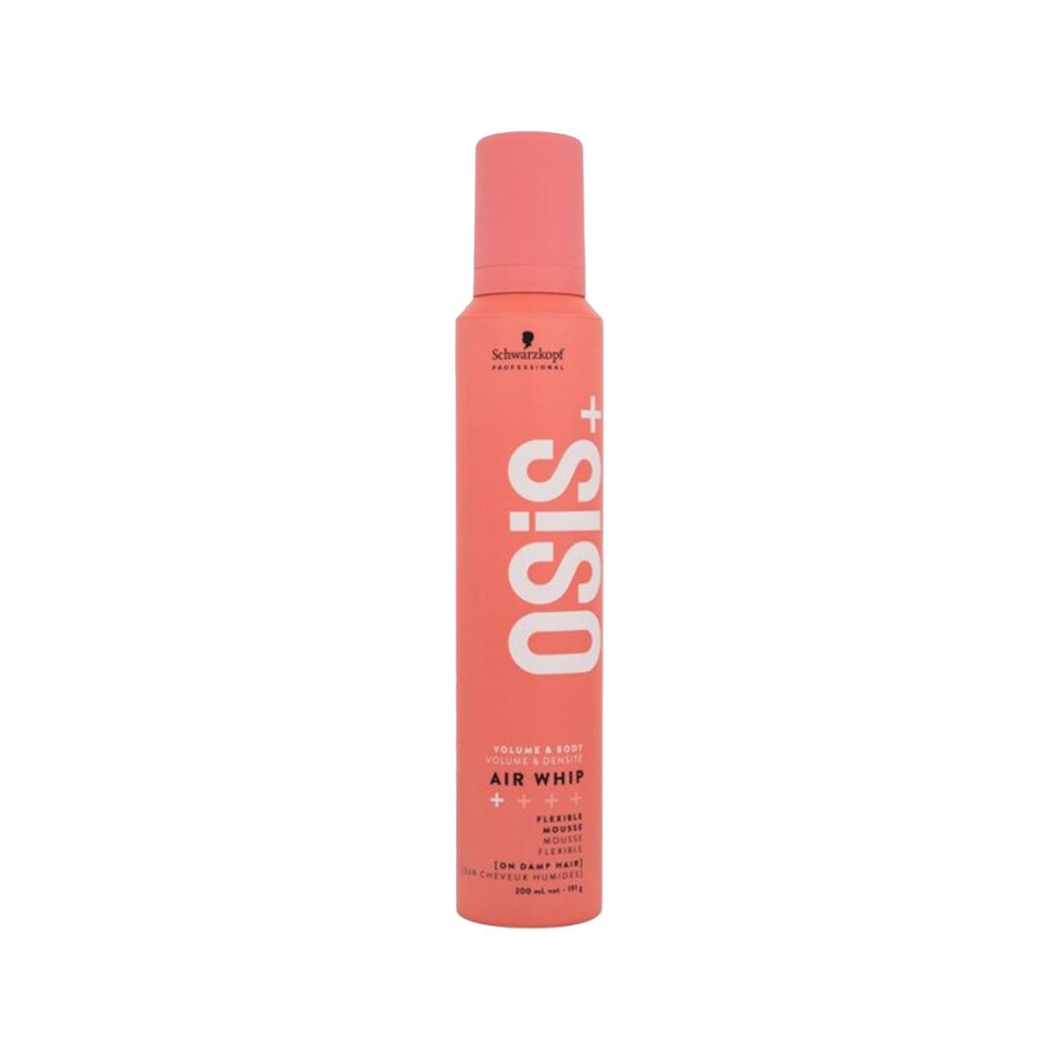 Schwarzkopf Osis+ Volume Body Air Whip Flexible Mousse - 200ml Hair Styling Mousse for Volume & Flexible Hold