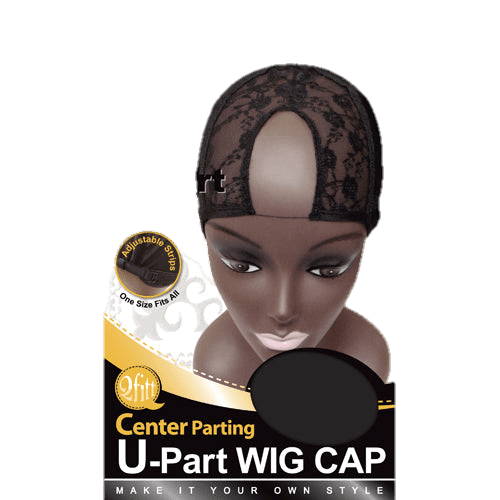 M & M U-Part Wig Cap, Center Parting, Black, Adjustable Strips