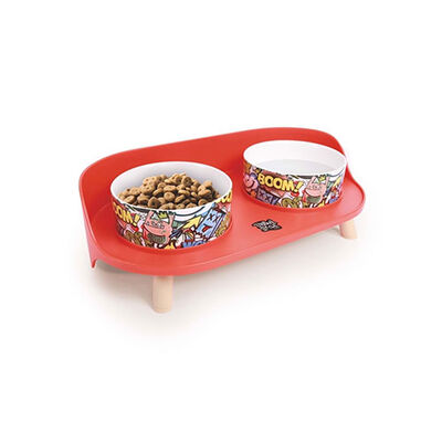 M-Pets Altitude Urban Style Double Elevated Pet Bowl Red 450 ml