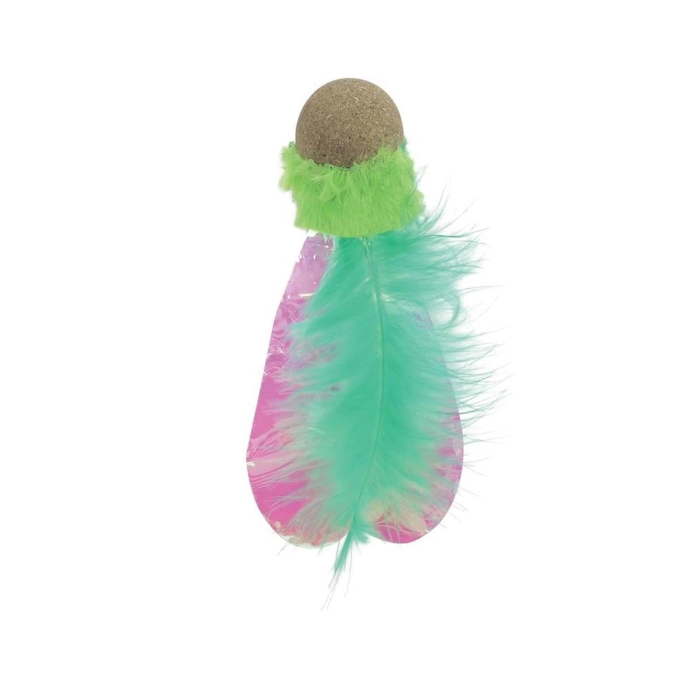 M-Pets Catnip & Matatabi Feather Ball Cat Toy Green 13cm