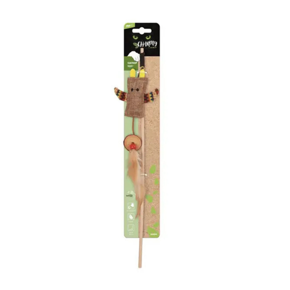 M-Pets Charmy Bunny Catnip & Matatabi Interactive Cat Wand Brown