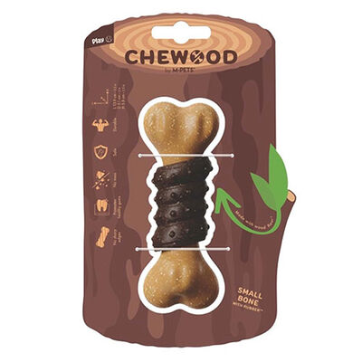 M-Pets Chewood Bone Dog Toy Durable Pine & Rubber Small