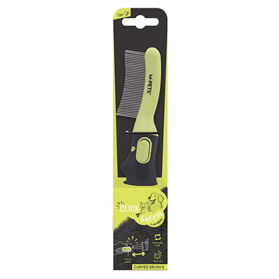 M-Pets Click & Groom Curved Pet Brush for Cats and Dogs Large