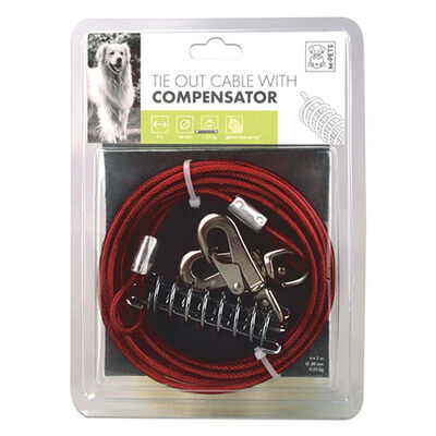 M-Pets Steel Garden Tie-Out Cable with Shock Absorber 5m