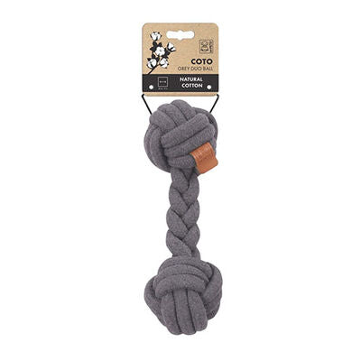 M-Pets Coto Duo Ball Braided Cotton Dog Toy Grey 28 cm