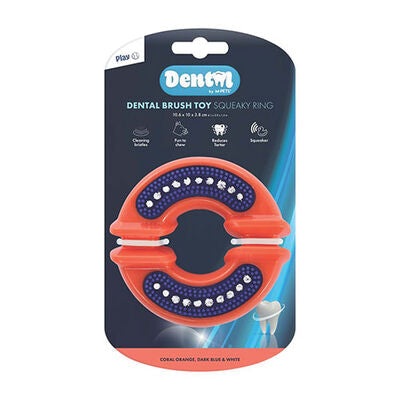 M-Pets Dental Squeaky Ring Dog Toy with Textured Surface 4.2in