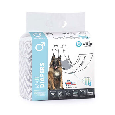 M-Pets Male Dog Diapers XXL Super Absorbent 12 Count