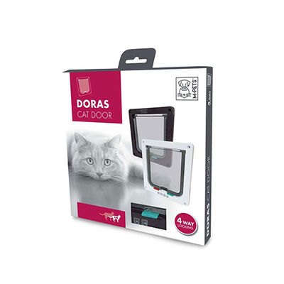 M-Pets Doras 4-Way Locking Cat Door Brown 19.7x19 cm