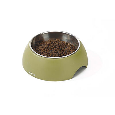 M-Pets Eco Bamboo Pet Bowl Green Stainless Steel 350 ml