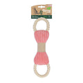 M-Pets Eco Tuga Pink Plush Bone Dog Toy with Rope Handles 33cm