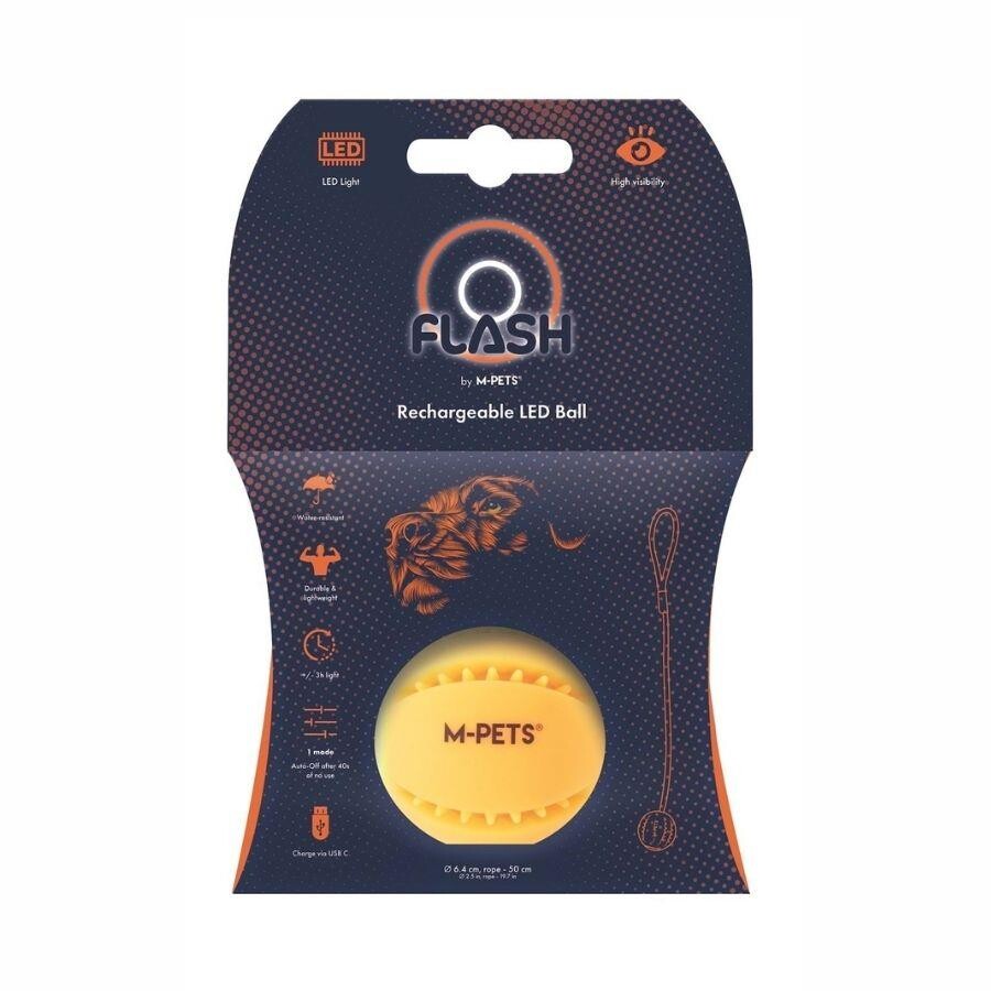 M-Pets Flash LED Light-Up Dog Ball Motion Activated Orange 6.4cm