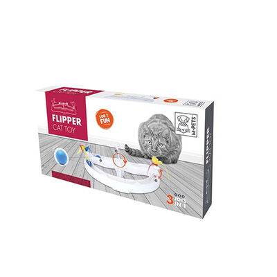 M-Pets Flipper 3-in-1 Interactive Cat Toy with Feathers & Bells