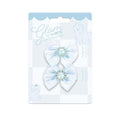 M-Pets Glam Blue Bow Hair Clip with Pearl Detail for Pets