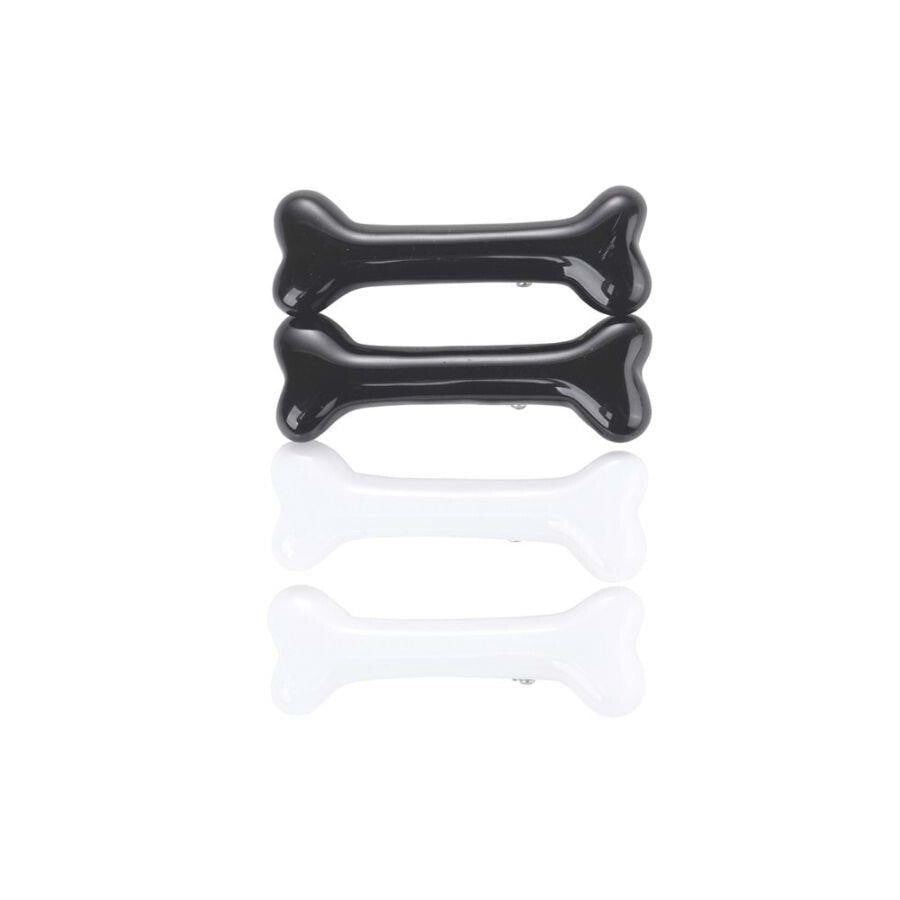 M-Pets Glam Bone Shaped Pet Hair Clip Black & White 2cm