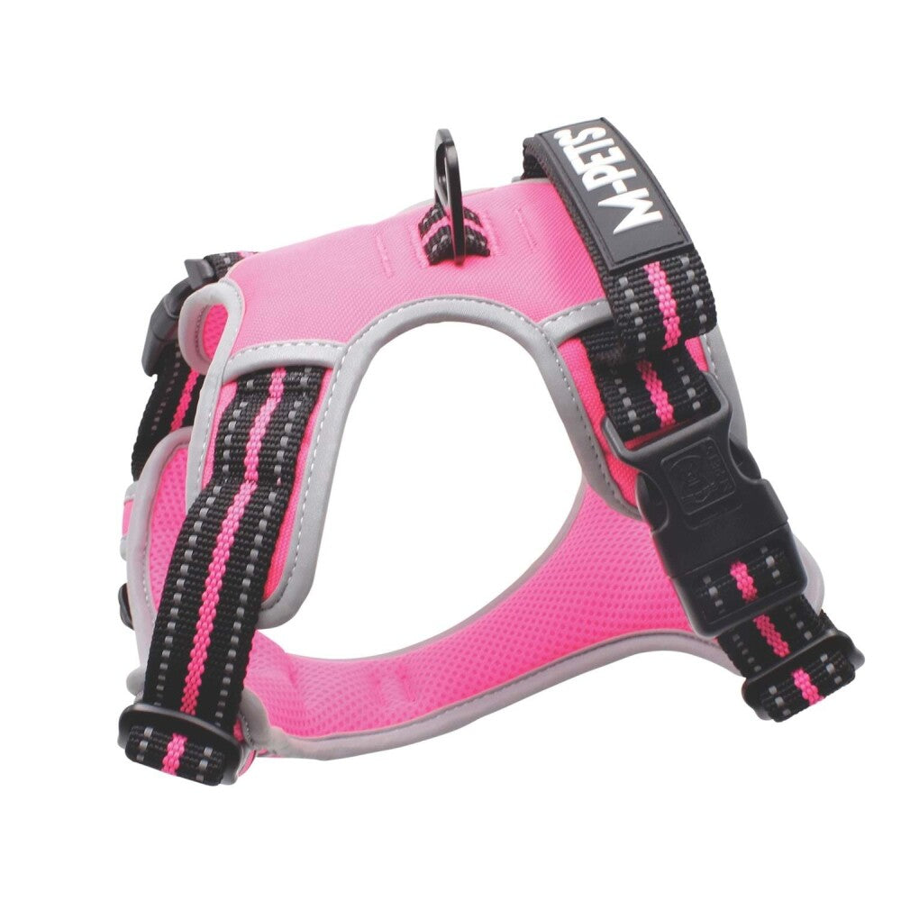 M-Pets Hiking Reflective Soft Dog Harness Pink Medium