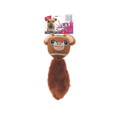 M-Pets Johnny Brown Fox Squeaky Dog Toy with Tennis Ball 18cm