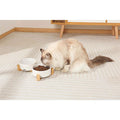 M-Pets Opera Bamboo Stand Ceramic Cat Bowl Set White 2x850 ml