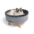 M-Pets Round Elevated Wooden Cat Bed Grey Comfort 47x47x26 cm