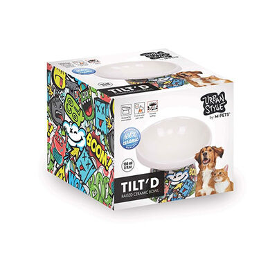 M-Pets Urban Style Tilted Ceramic Cat Bowl Color Mix 150 ml