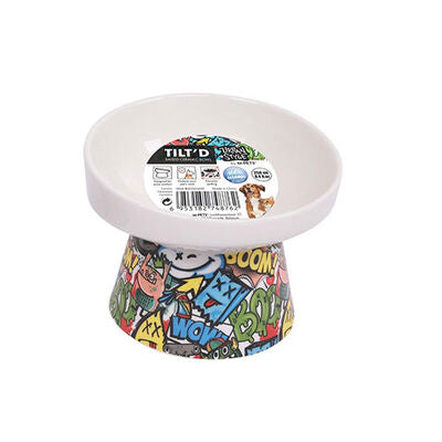 M-Pets Urban Style Tilted Ceramic Cat Bowl Color Mix 250 ml
